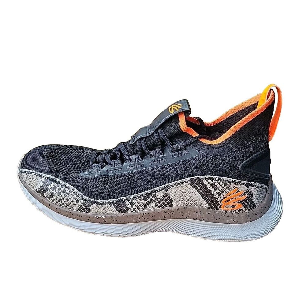 Under Armour Curry Flow 8 Strike Black Orange & Snakeskin Men's 12.5